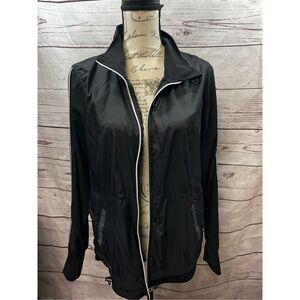 Tangerine Womens Black Full Zip Track Jacket With White Piping M Medium Athletic